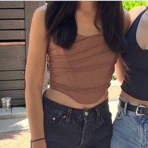 3/$25 Brown Corset Strapless Top in Brown sz XS